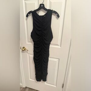 White House Black Market Black Ruched Backless Dress